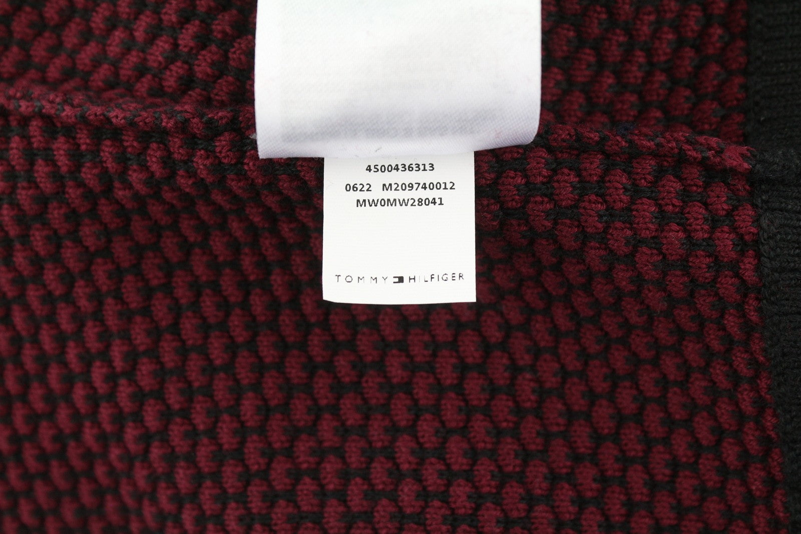 TOMMY HILFIGER 2-Tone Zip Mock Men Jumper S Burgundy Knitted Pull On RRP169