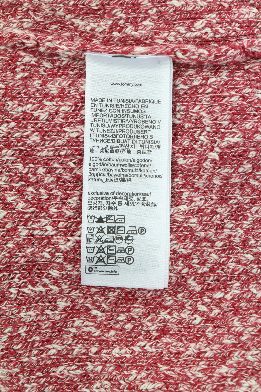 TOMMY HILFIGER Slub Yarn C NK Men Jumper S Red Melange Knit Pull On RRP149