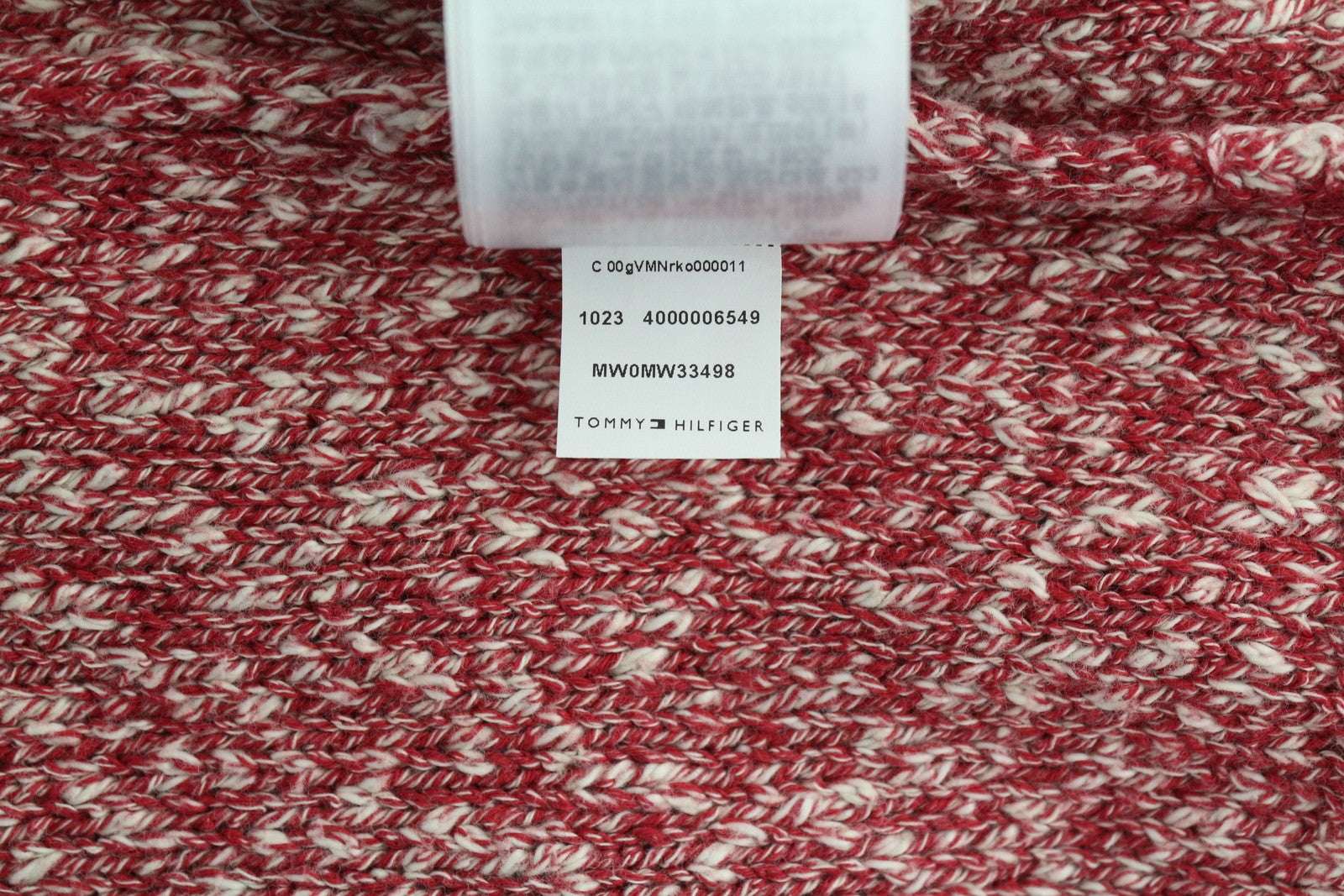 TOMMY HILFIGER Slub Yarn C NK Men Jumper S Red Melange Knit Pull On RRP149