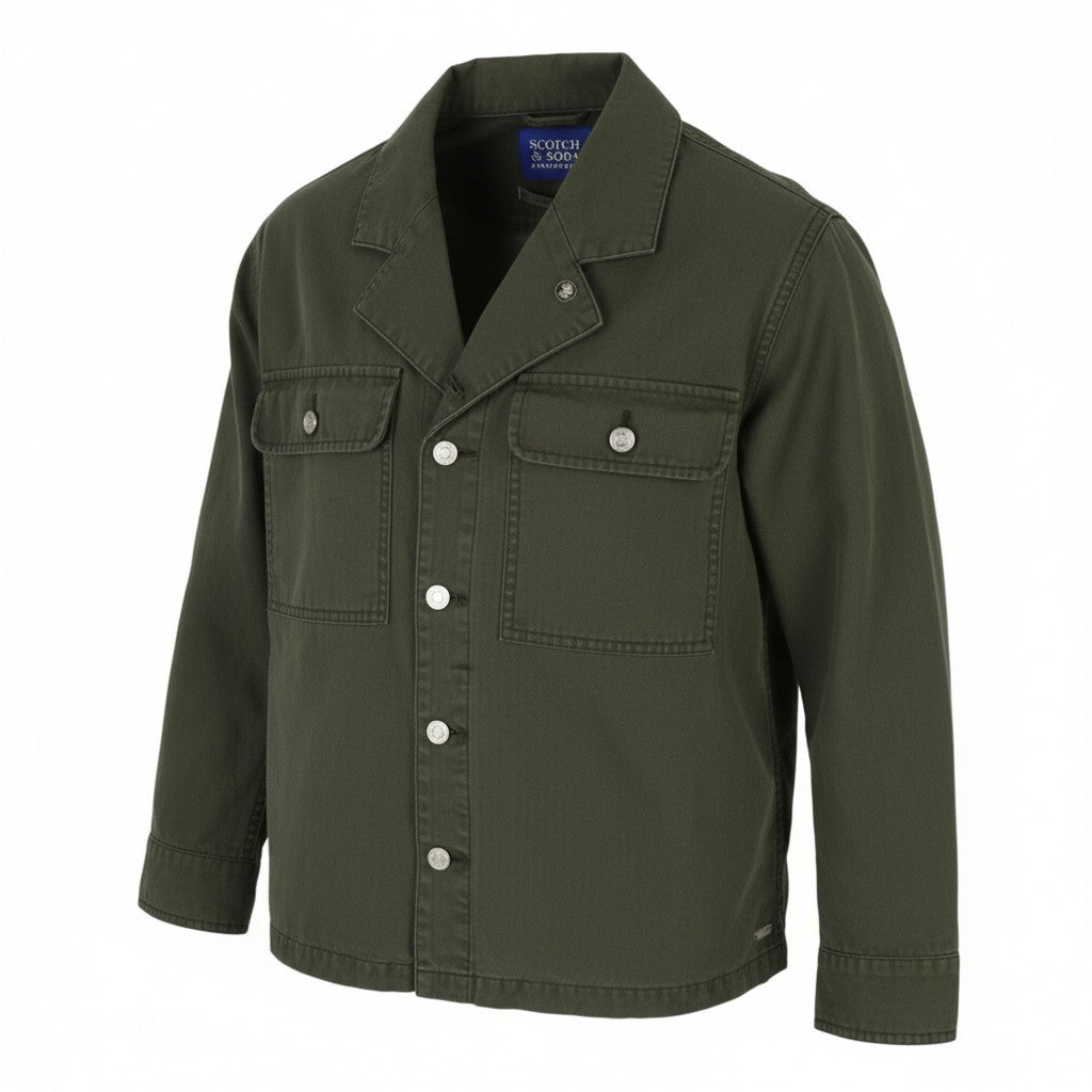 SCOTCH & SODA Men Jacket M Dark Green Button-Up Oversized Unisex Lightweight