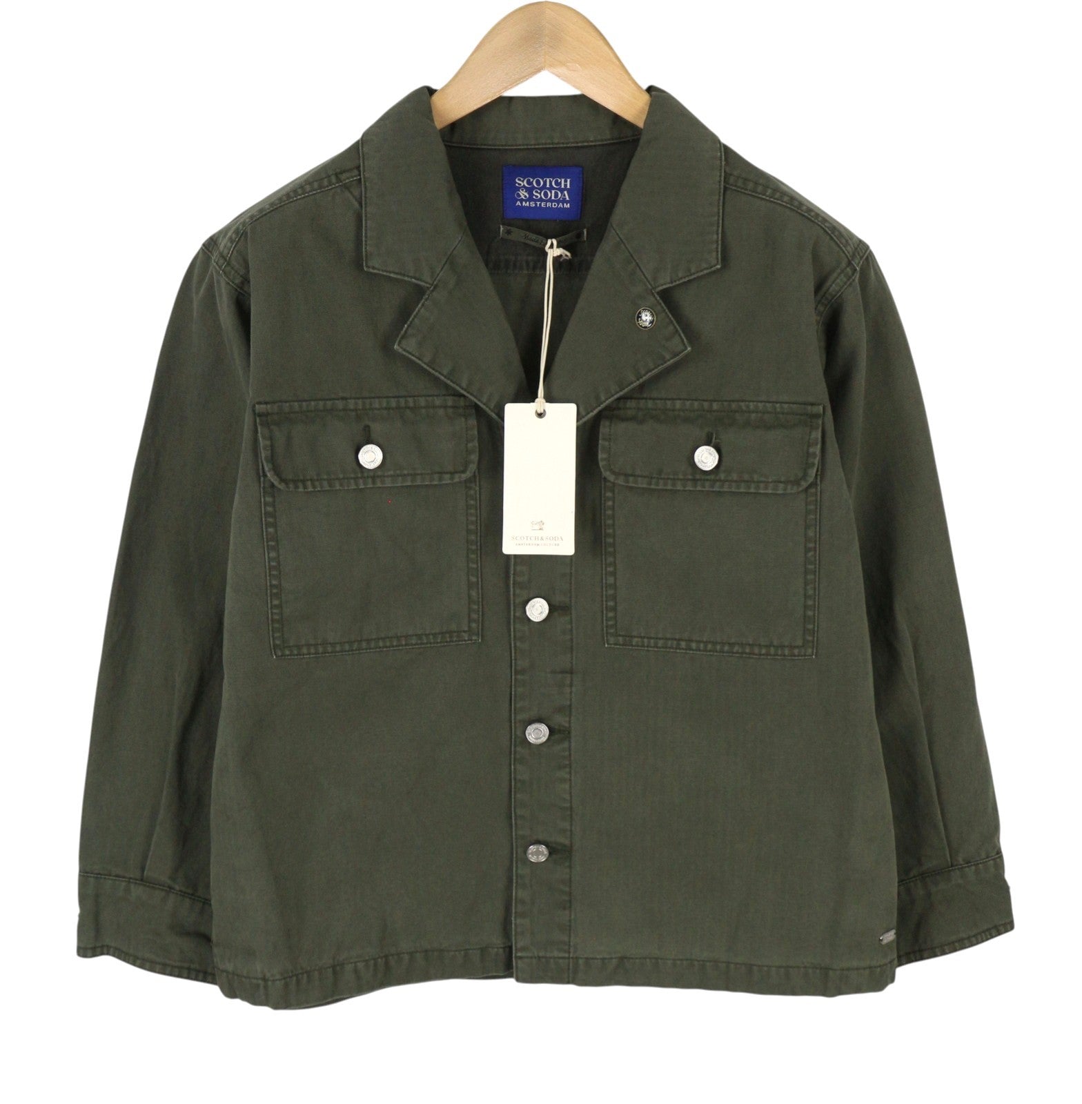 SCOTCH & SODA Men Jacket M Dark Green Button-Up Oversized Unisex Lightweight
