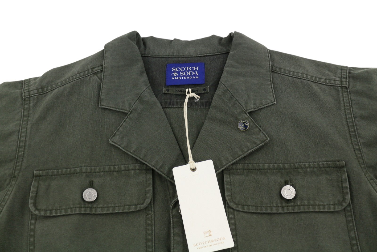 SCOTCH & SODA Men Jacket M Dark Green Button-Up Oversized Unisex Lightweight