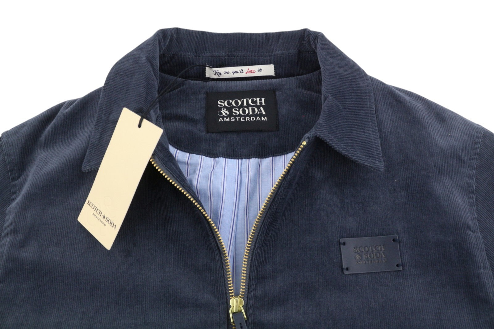 SCOTCH & SODA Men Jacket M Dark Grey Corduroy Full Zip Spread Lightweight