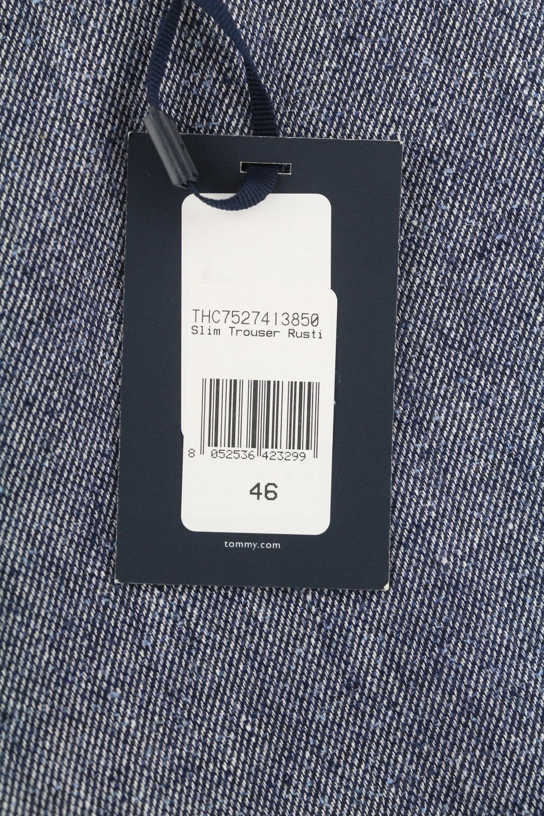 TOMMY HILFIGER Men Trousers W31 Blue Melange Line Wool Silk Blend Slim Fit Zip