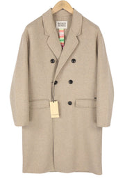 SCOTCH & SODA Men Coat M Light Beige Melange Double-Breasted Mid-Length