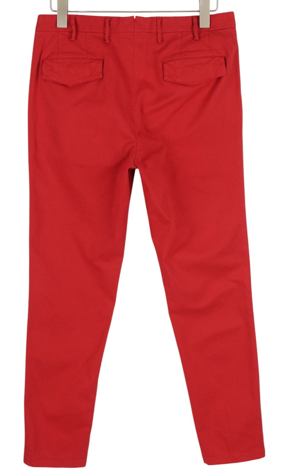 TOMMY HILFIGER Twill Stretch Men Trousers W32 Red Pleated Slim Fit Zip Casual