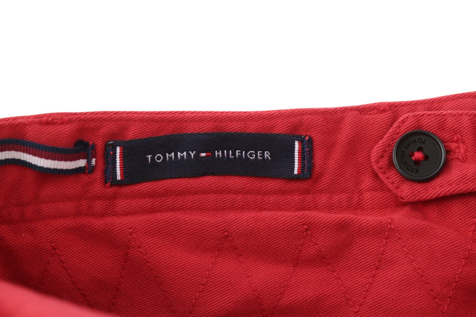 TOMMY HILFIGER Twill Stretch Men Trousers W32 Red Pleated Slim Fit Zip Casual