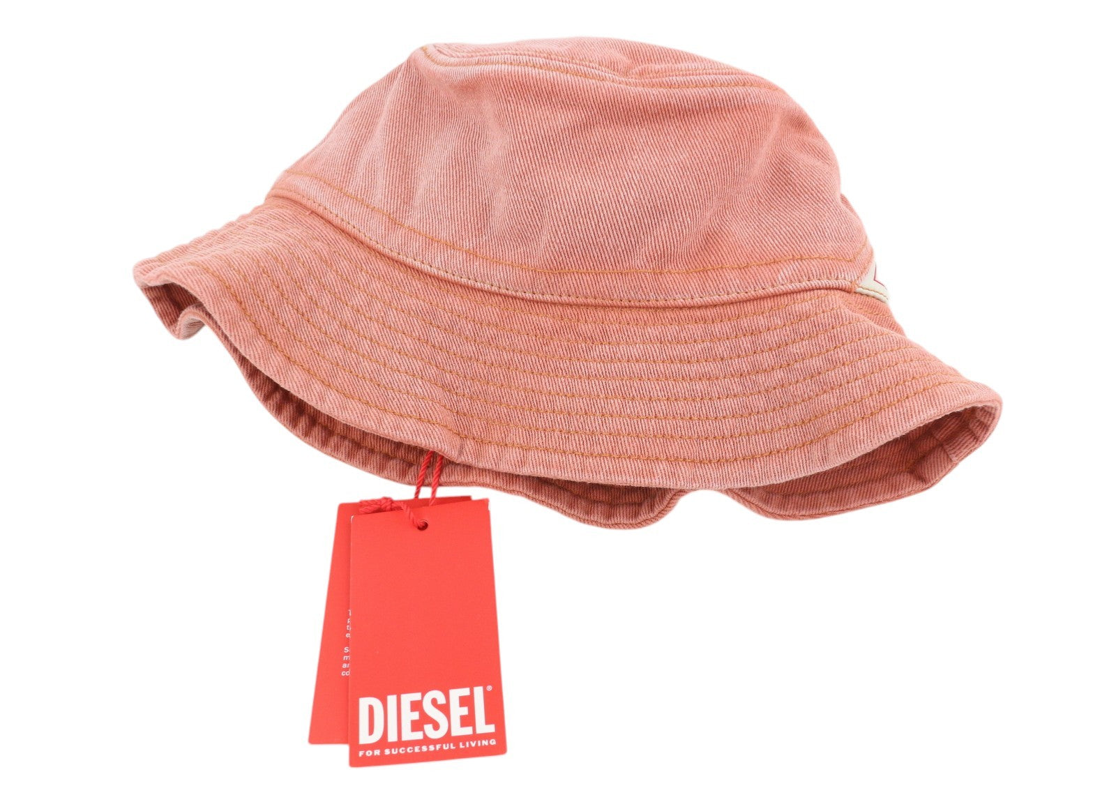 DIESEL C-Sverre Men Hat OS Orange Faded Patch Logo Panama Bucket