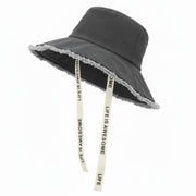 DESIGUAL Denim Women Hat OS Black Fade Effect Fringe Details