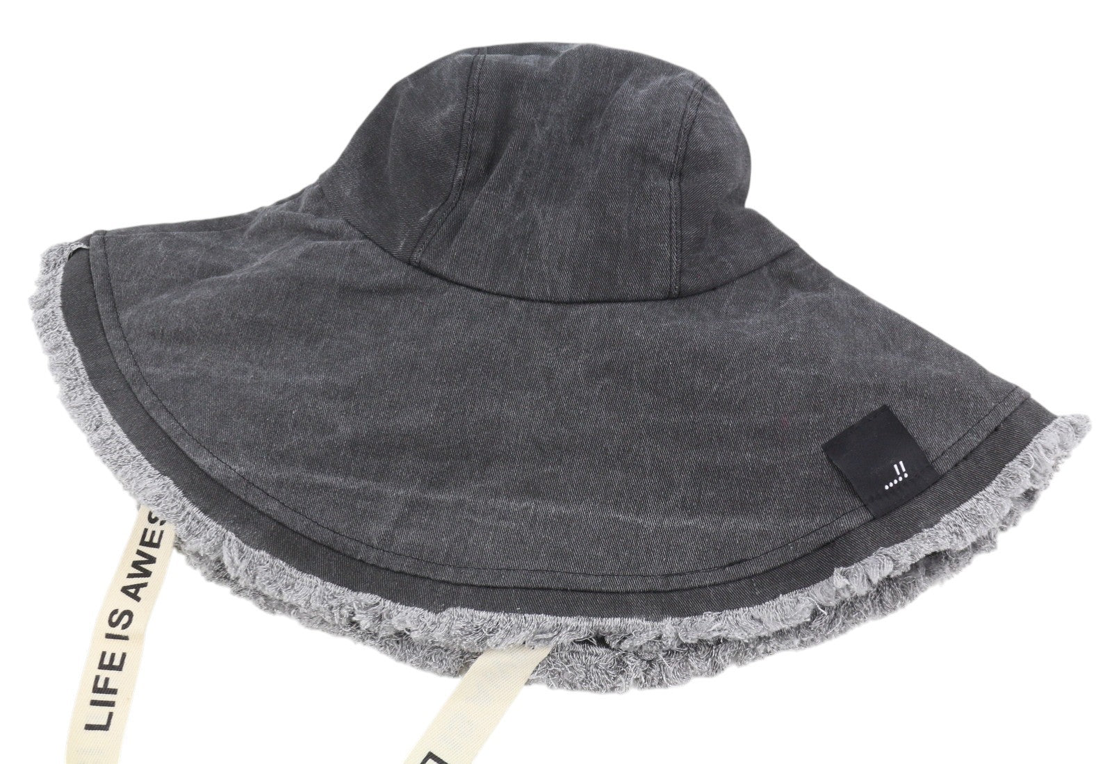 DESIGUAL Denim Women Hat OS Black Fade Effect Fringe Details