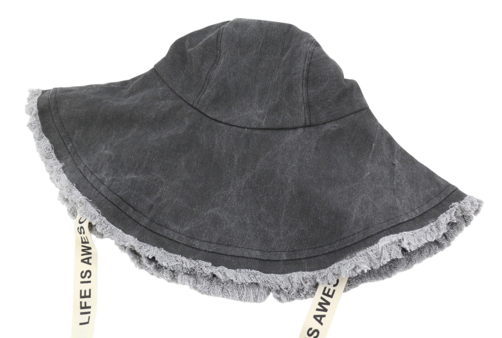 DESIGUAL Denim Women Hat OS Black Fade Effect Fringe Details
