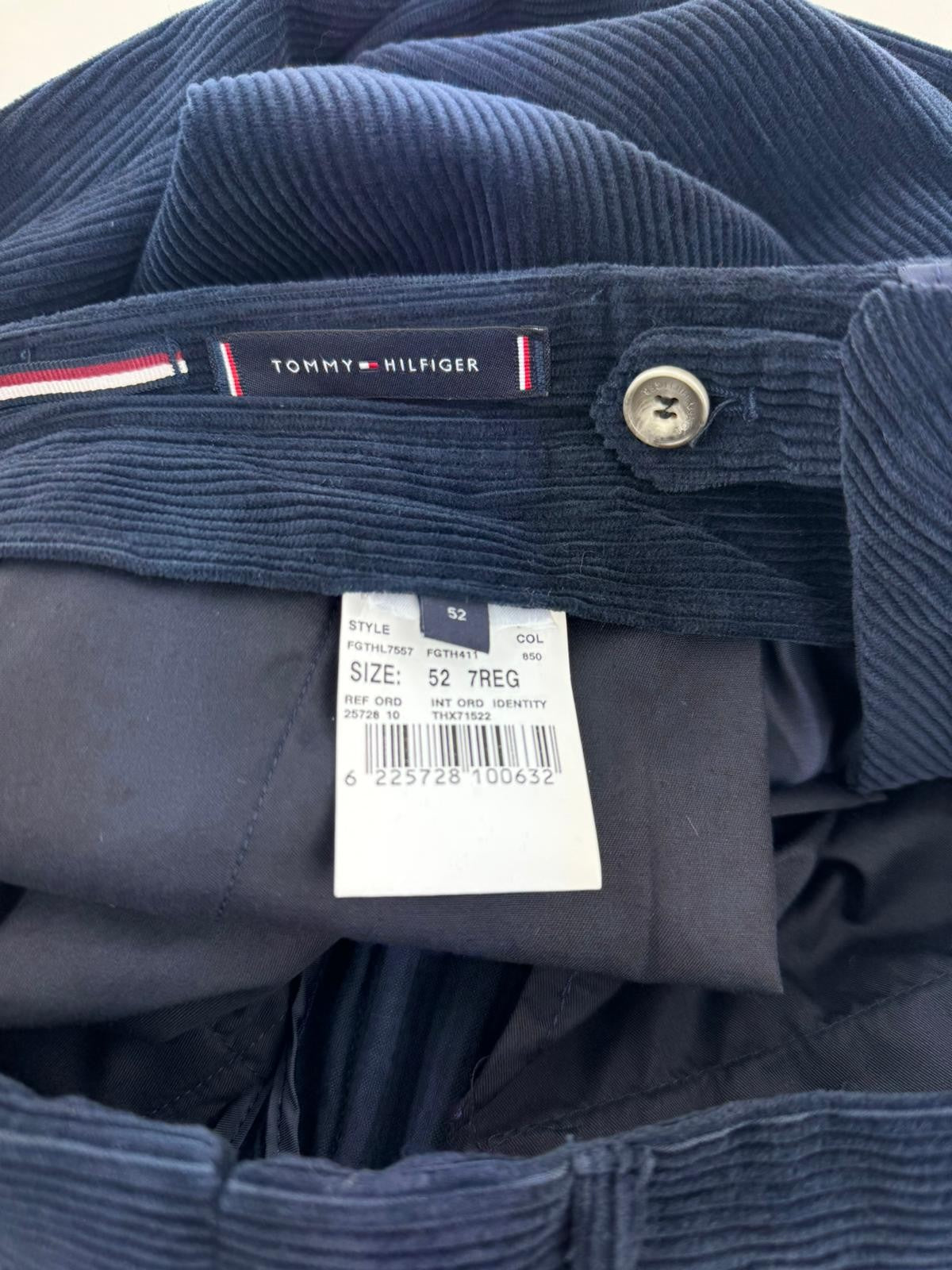 TOMMY HILFIGER Rock Velvet Cashmere Men Trousers W36 Blue Corduroy Slim Fit