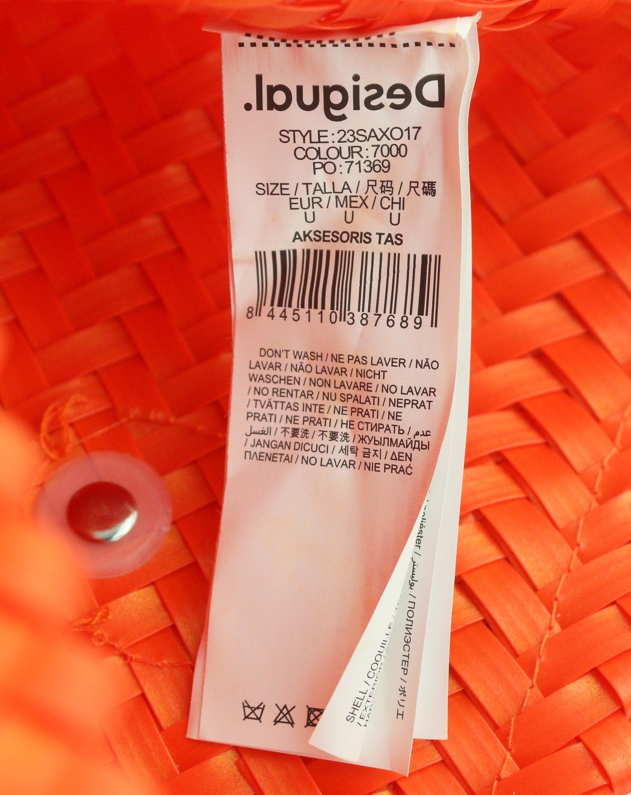 DESIGUAL Basket Braided Zaire Women Bag OS Orange Shopping Tote