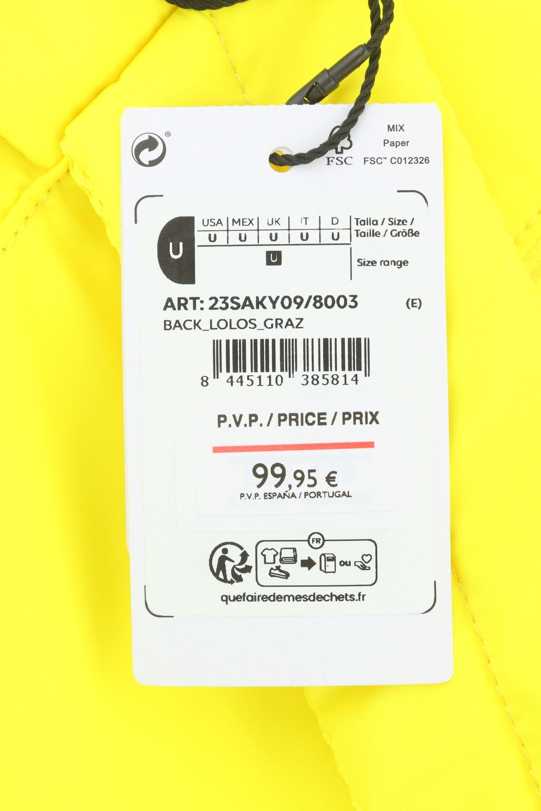 DESIGUAL Back Lolos Graz Women Bag OS Neon Yellow Drawstring Backpack