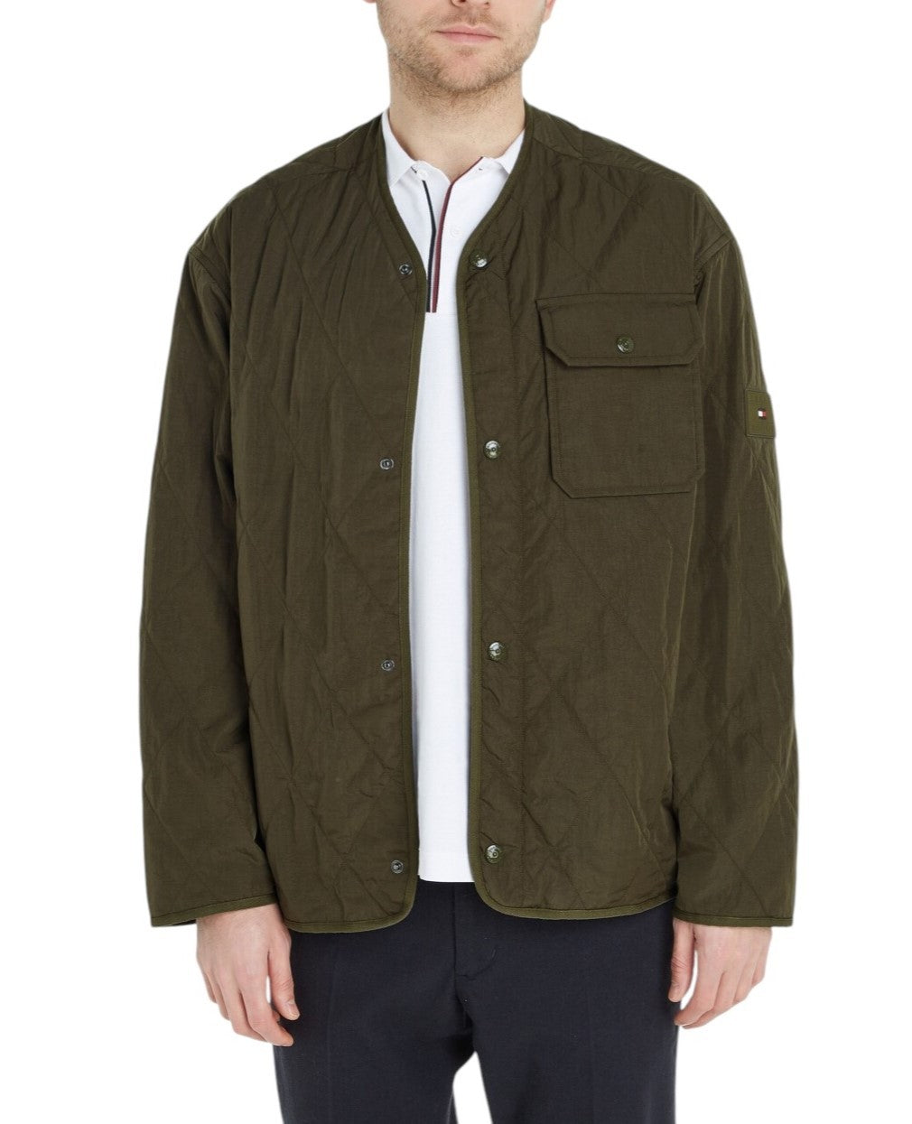 TOMMY HILFIGER Packable Recycled Liner Men Jacket L Khaki Green Padded RRP239