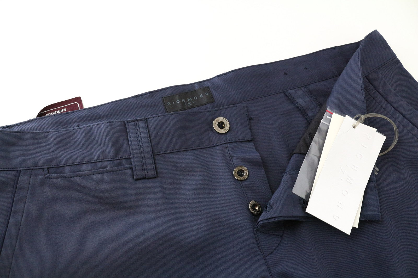 RICHMOND X Men Shorts 52 Bermuda Style Button-Fly Blue Twill Pocketed Cotton