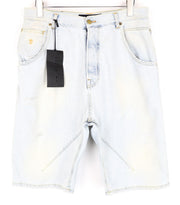 RICHMOND  Men Shorts 32 Light Blue Aged Look Distressed Washed Denim Bermuda