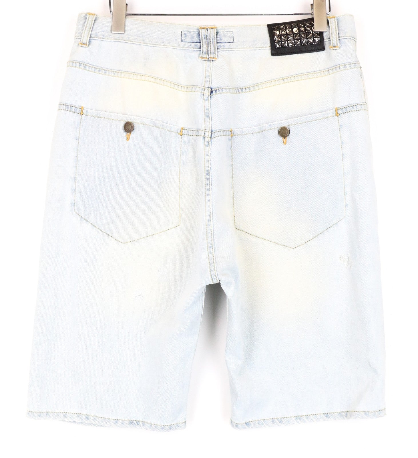 RICHMOND  Men Shorts 32 Light Blue Aged Look Distressed Washed Denim Bermuda