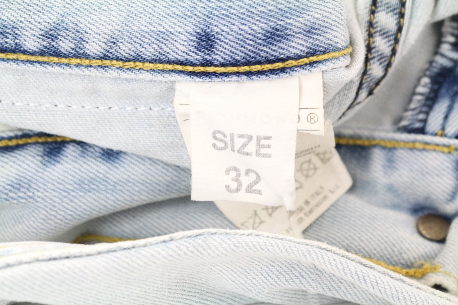 RICHMOND  Men Shorts 32 Light Blue Aged Look Distressed Washed Denim Bermuda