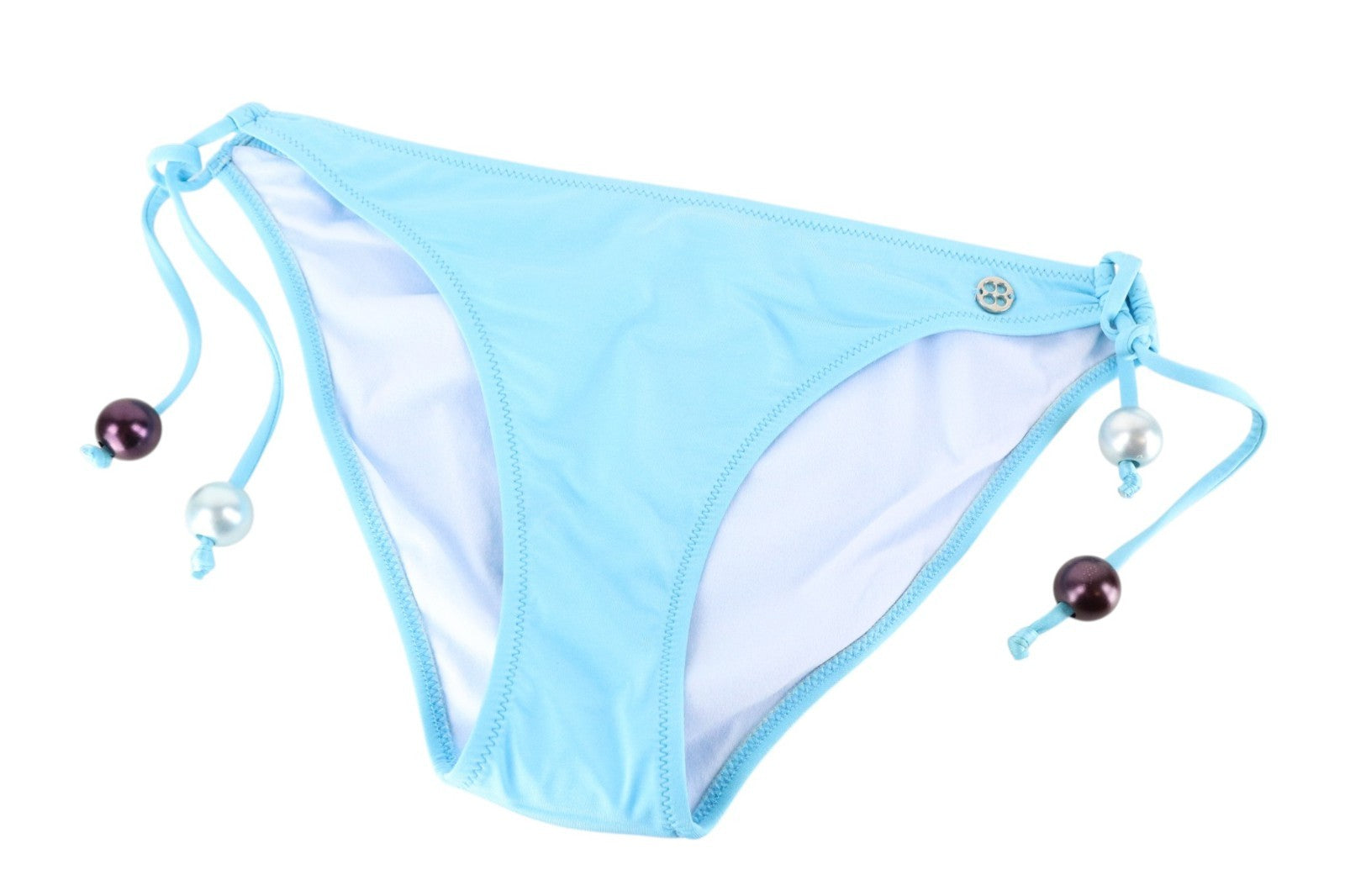 SWEATY BETTY Women Swimwear S High Stretch Beaded Side Ties Blue Bikini Bottom