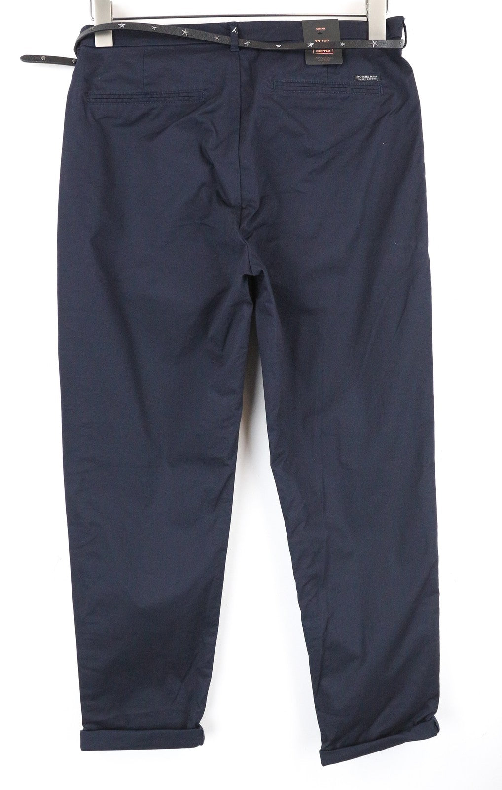 MAISON SCOTCH Chino Women Trousers W27/L32 Navy Cropped Cotton Stretch Pleat