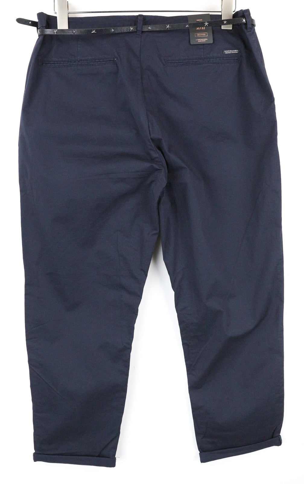 MAISON SCOTCH Chino Women Trousers W31/L32 Navy Crop Cotton Stretch Pleated