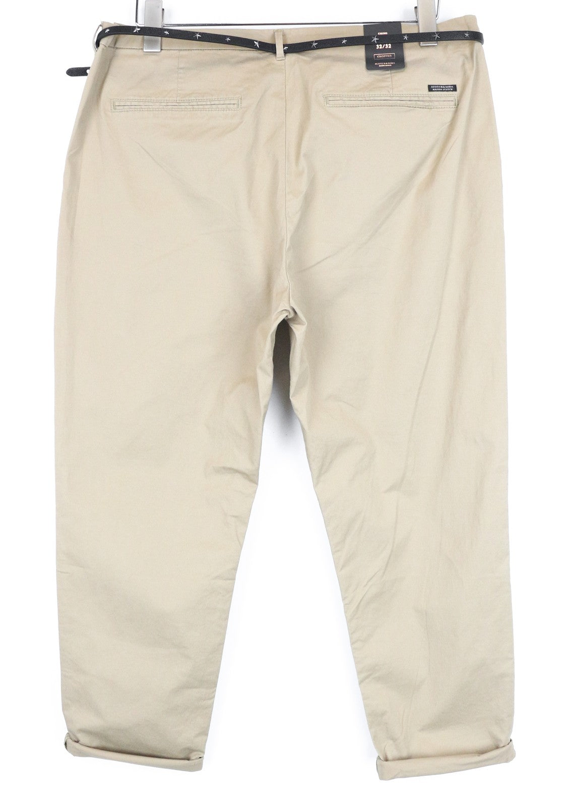 MAISON SCOTCH Chino Women Trousers W32/L32 Brown Cropped Cotton Stretch Pleated