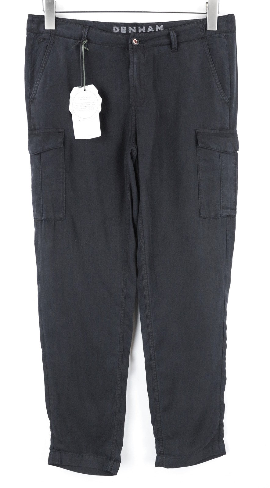 DENHAM Tara Women Trousers W25/L28 Black Multi Pockets Lightweight Cargo
