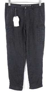 DENHAM Tara Women Trousers W26/L28 Black Multi Pockets Lightweight Cargo Casual