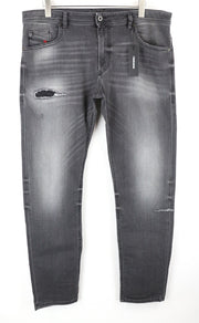 DIESEL Thommer R266U Men Jeans W38/L32 Slim Skinny Grey Cotton Stretch Ripped