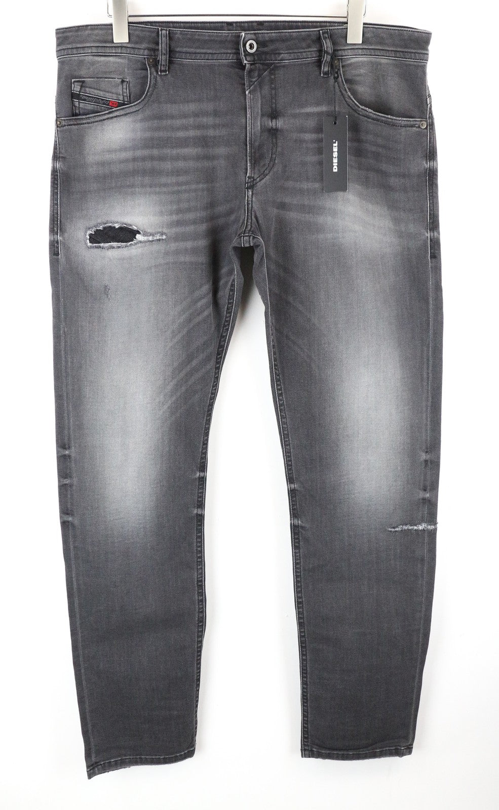 DIESEL Thommer R266U Men Jeans W38/L32 Slim Skinny Grey Cotton Stretch Ripped