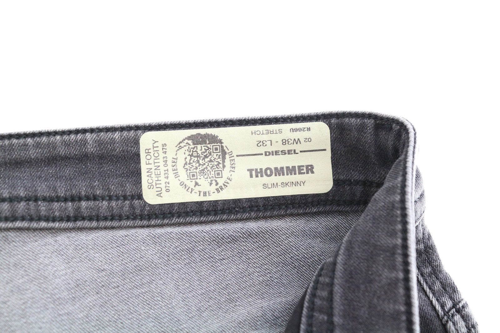 DIESEL Thommer R266U Men Jeans W38/L32 Slim Skinny Grey Cotton Stretch Ripped