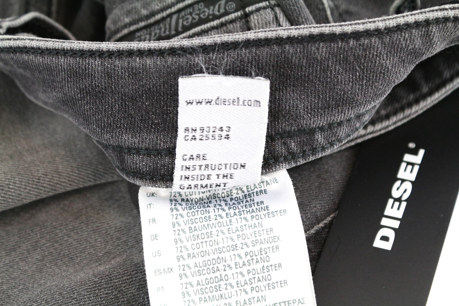 DIESEL Thommer R266U Men Jeans W38/L32 Slim Skinny Grey Cotton Stretch Ripped