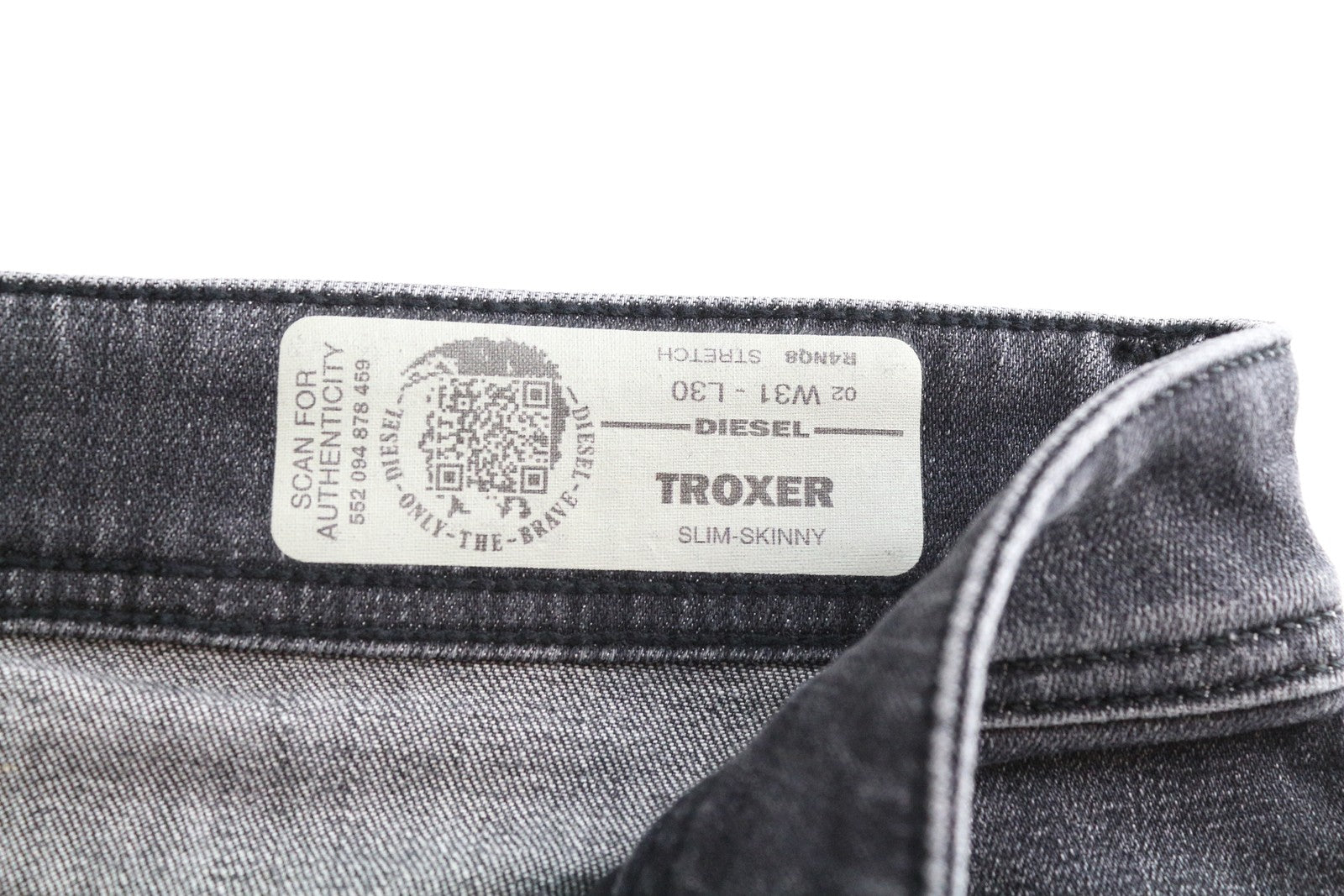 DIESEL Troxer R4NQ8 Men Jeans W31/L30 Slim Skinny Grey Cotton Stretch Distress