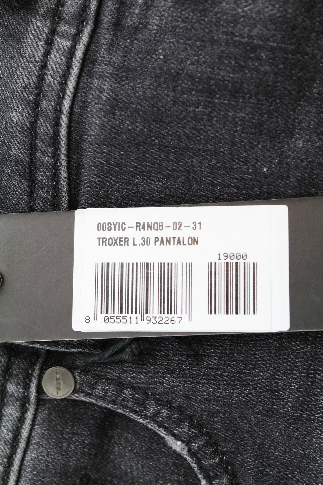DIESEL Troxer R4NQ8 Men Jeans W31/L30 Slim Skinny Grey Cotton Stretch Distress