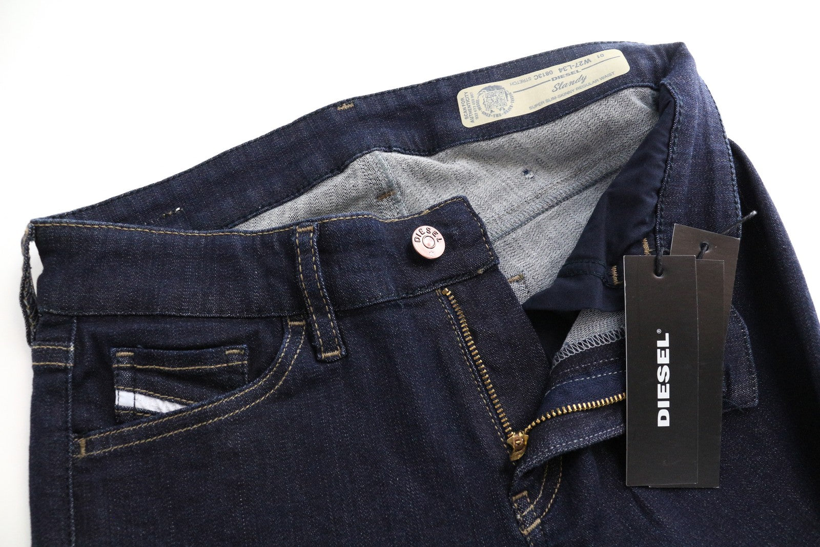DIESEL Slandy 0813C Women Jeans W27/L34 Super Slim Skinny Fit Dark Blue Stretch