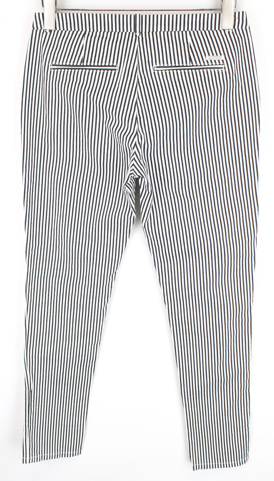 MAISON SCOTCH Chino Women Trousers ~W32/L31 White Black Slim Striped Pattern