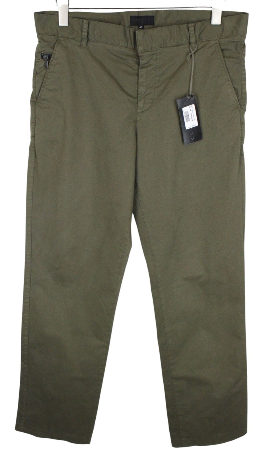 RICHMOND  Men Trousers 48 Green Cotton Stretch Straight Casual