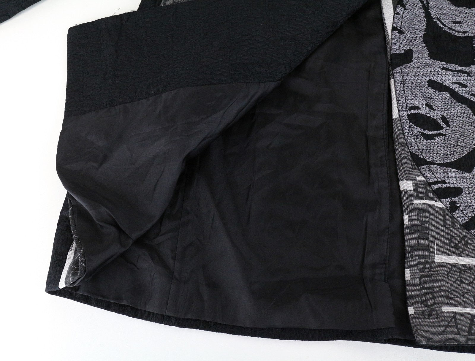 DESIGUAL Women Coat ~38 Black Pattern Crinkle Effect Cotton Blend Single-Breast