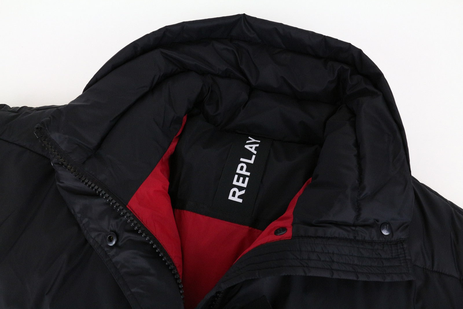 REPLAY Women Jacket L Black Quilted Lined Single-Breasted Logo Long Sleeved