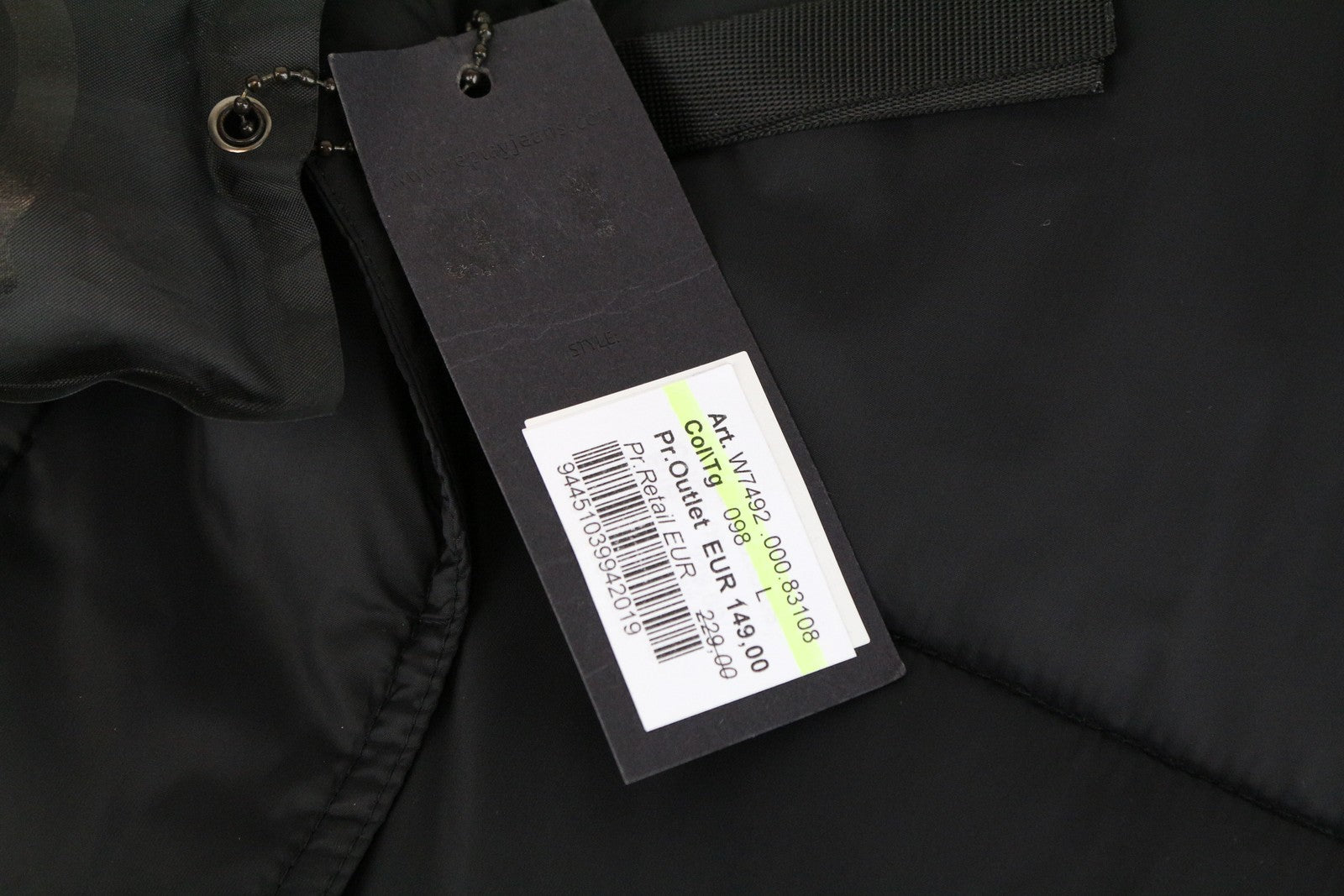 REPLAY Women Jacket L Black Quilted Lined Single-Breasted Logo Long Sleeved