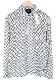 SCOTCH & SODA Ams Couture Men Shirt L White Pure Cotton Patterned Long Sleeve