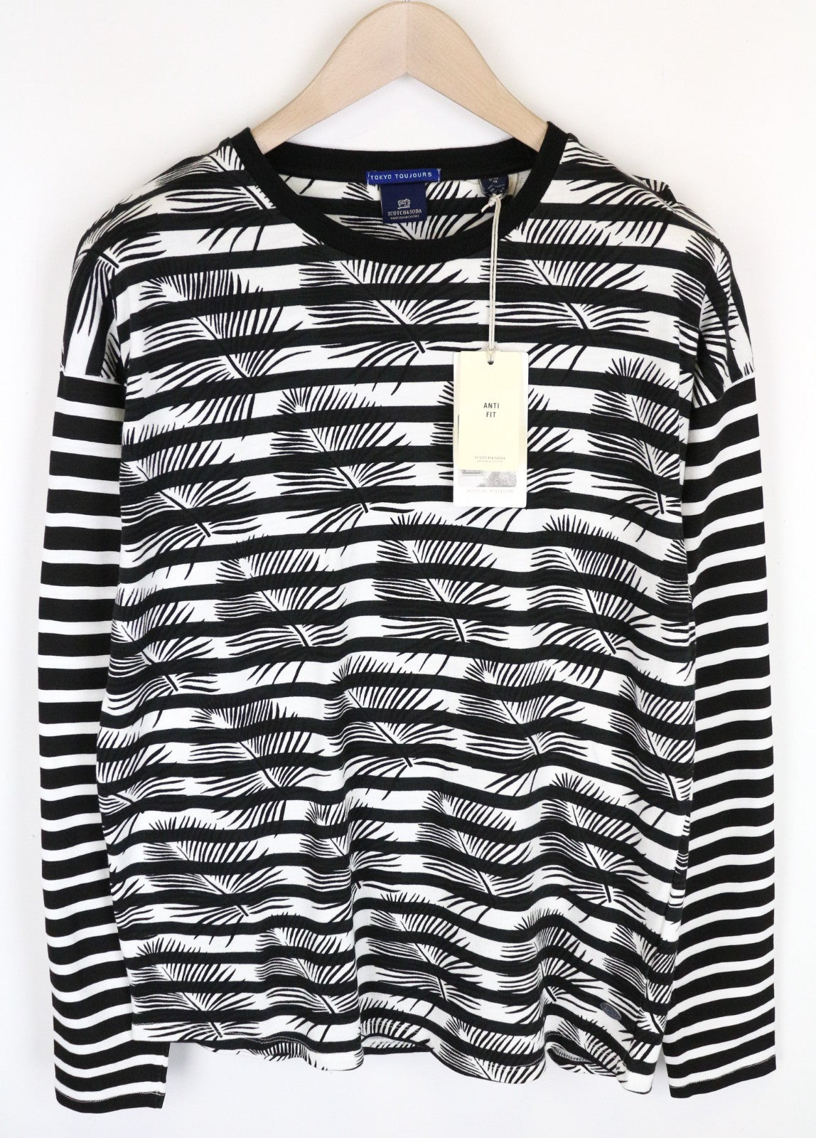 SCOTCH & SODA Ams Couture Men T-Shirt M White Cotton Anti Fit Patterned Pull On
