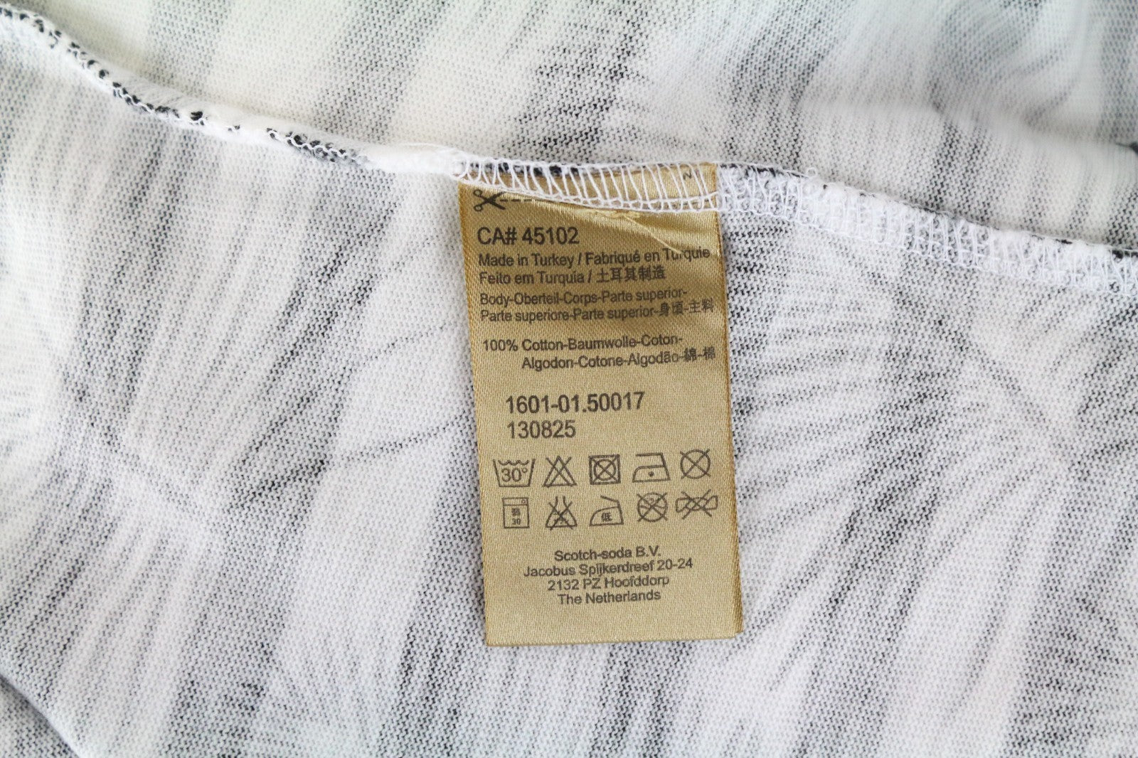 SCOTCH & SODA Ams Couture Men T-Shirt M White Cotton Anti Fit Patterned Pull On