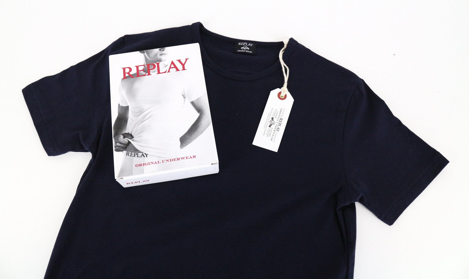 REPLAY Underwear Men T-Shirt S Navy Cotton Stretch Plain Short Sleeved Casual