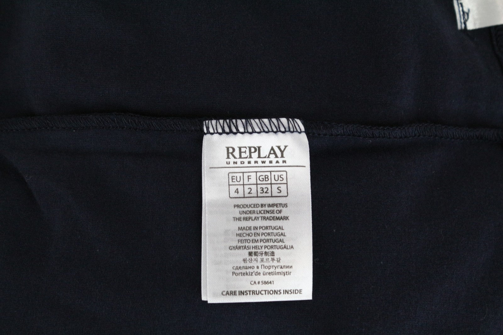 REPLAY Underwear Men T-Shirt S Navy Cotton Stretch Plain Short Sleeved Casual