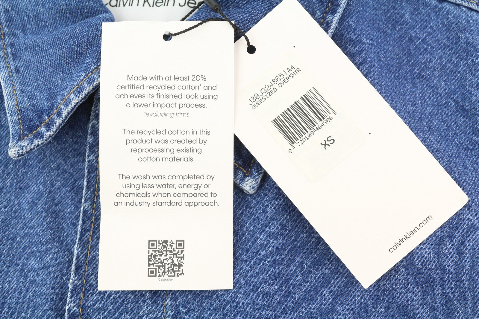 CALVIN KLEIN Men Jacket XS Denim Blue Trucker Oversized Snap Buttons RRP119