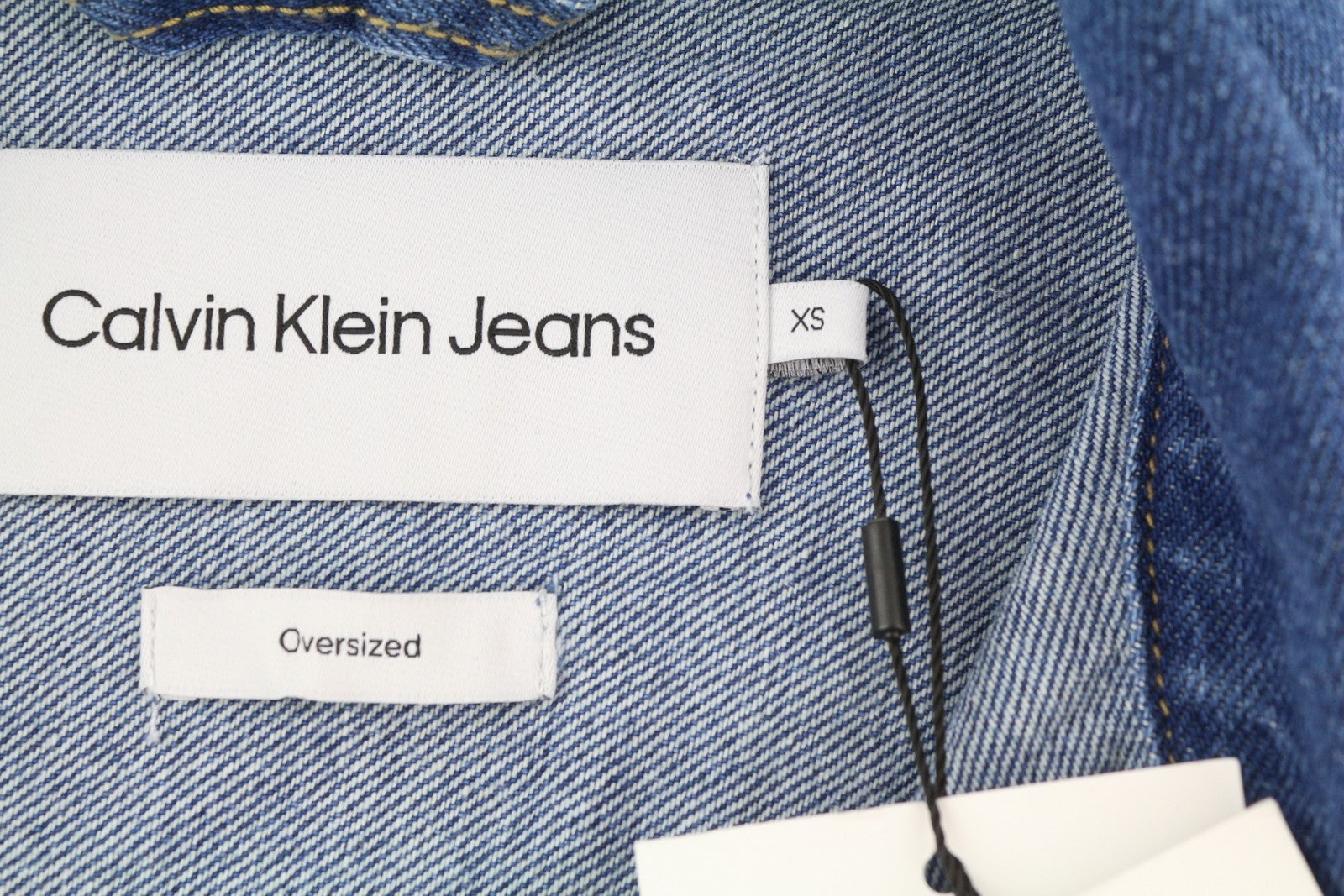 CALVIN KLEIN Men Jacket XS Denim Blue Trucker Oversized Snap Buttons RRP119