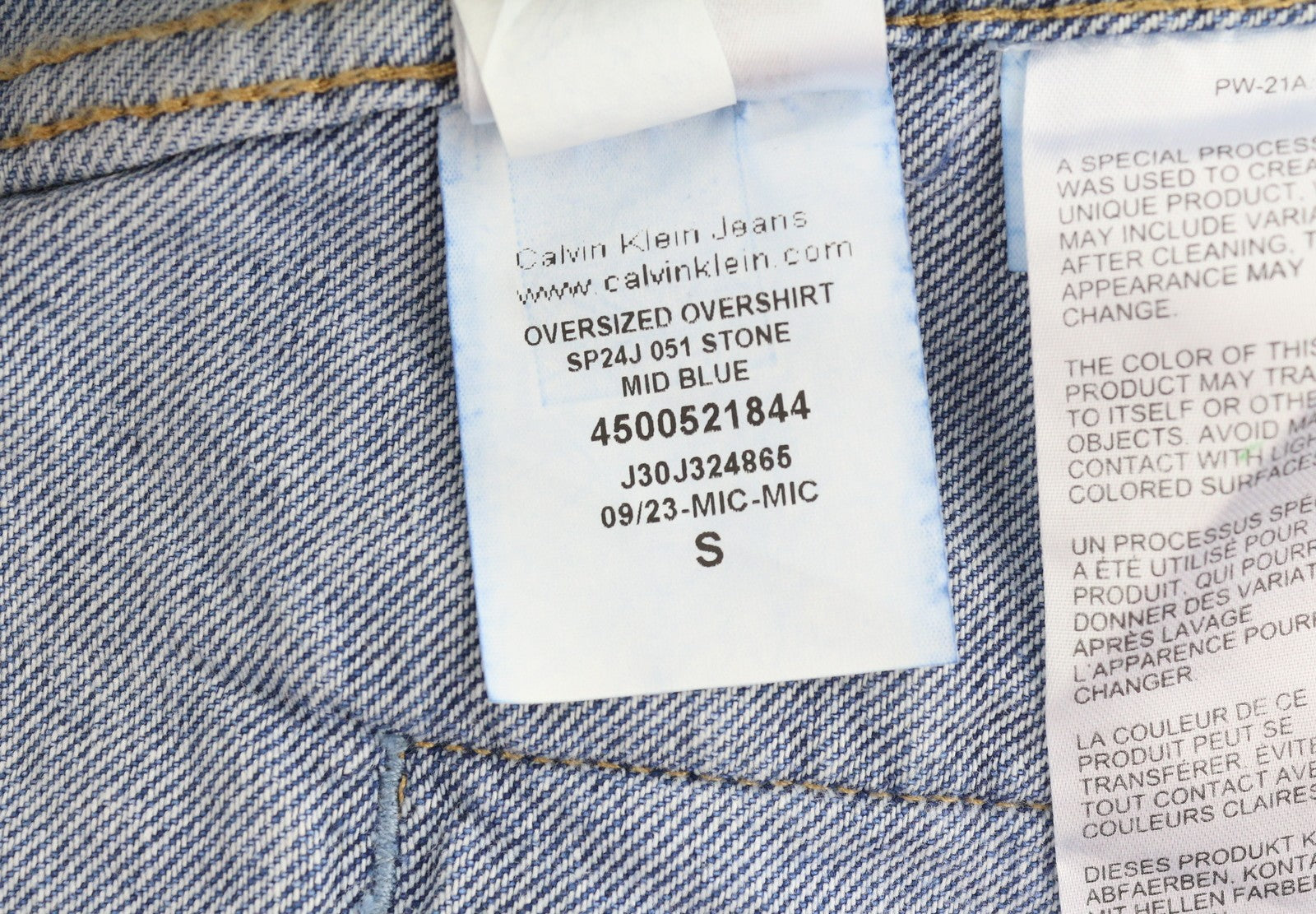 CALVIN KLEIN Men Jacket S Denim Blue Trucker Oversized Snap Buttons RRP119