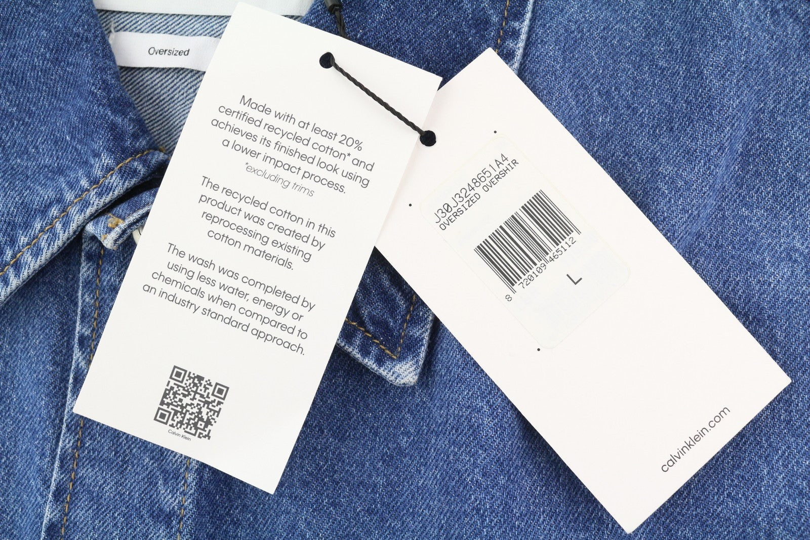 CALVIN KLEIN Men Jacket L Denim Blue Trucker Oversized Snap Buttons RRP119